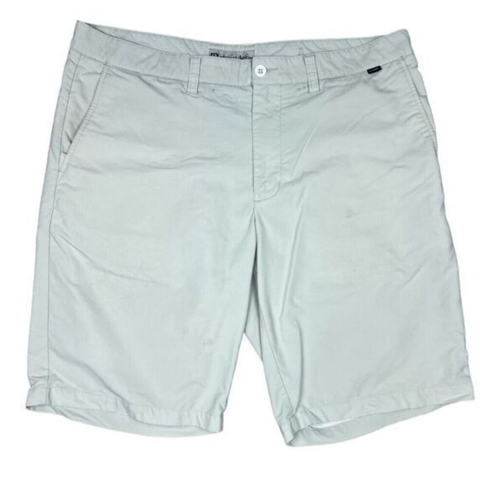 Travis Mathew Golf Shorts Men's 38 Beige Tan Flat Front Nylon Outdoor - READ!